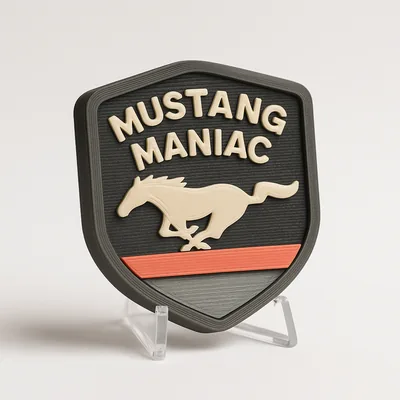 Mustang Maniac magnetic 3D-printed achievement badge