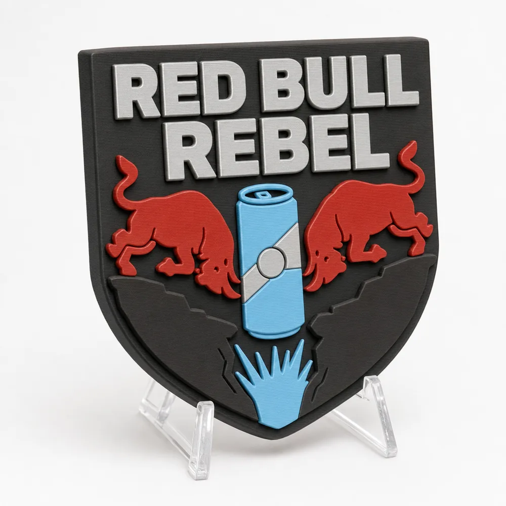 RED BULL REBEL magnetic 3D-printed achievement badge