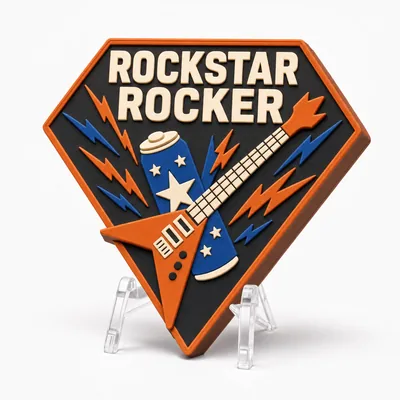ROCKSTAR ROCKER magnetic 3D-printed achievement badge