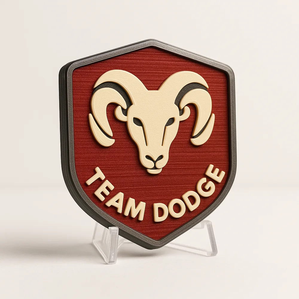Team Dodge magnetic 3D-printed achievement badge